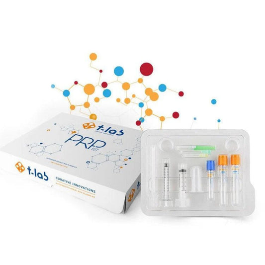 PRP Kit T-Lab – Професионален комплект за приготвяне на автоложна плазма, предназначен за естетична и дерматологична терапия. Осигурява лесно, безопасно и бързо извличане на богата на тромбоцити плазма (PRP) за стимулиране на регенерацията на кожата, подмладяване и ускоряване на възстановителните процеси. Съвместим с повечето стандартни центрофуги.